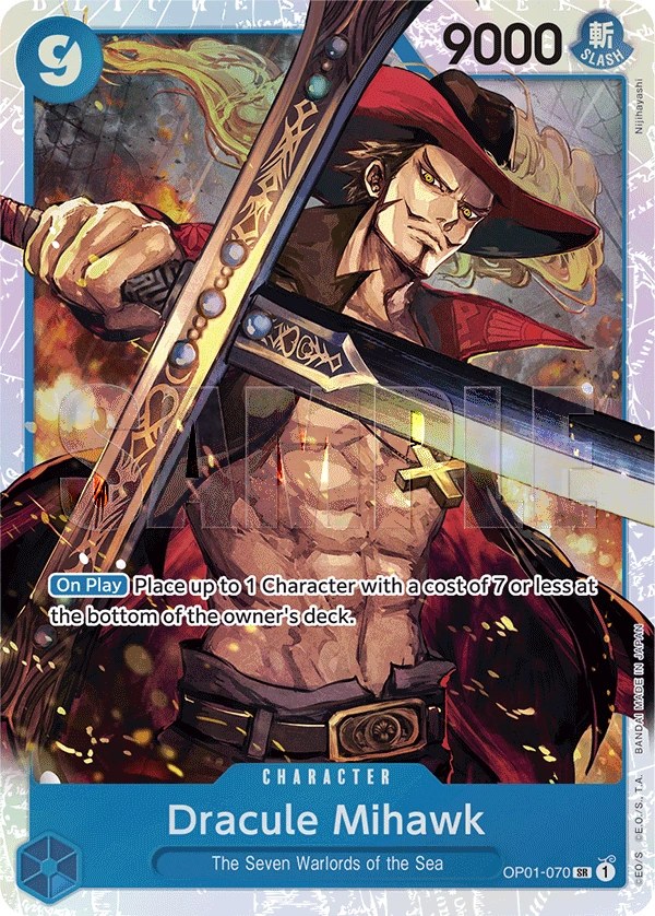 Dracule Mihawk (OP01-070_r1) Reprint One Piece card