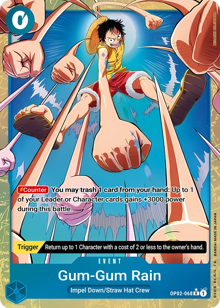 Gum-Gum Rain (OP02-068_p1) Alt Art One Piece card