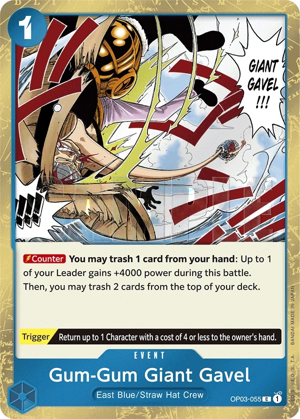 Gum-Gum Giant Gavel (OP03-055_p2) Alt Art One Piece card