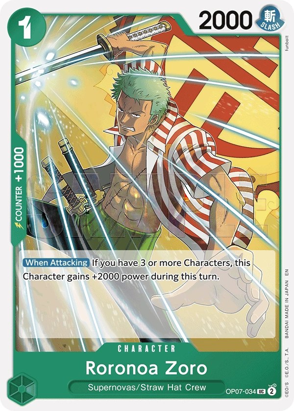 Roronoa Zoro (OP07-034_r1) Reprint One Piece card