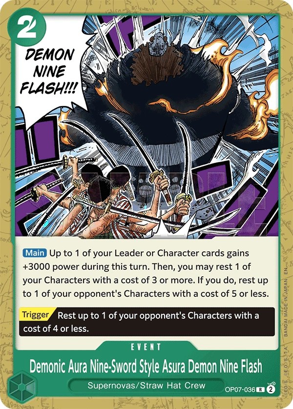 Demonic Aura Nine-Sword Style Asura Demon Nine Flash (OP07-036_p1) Alt Art One Piece card
