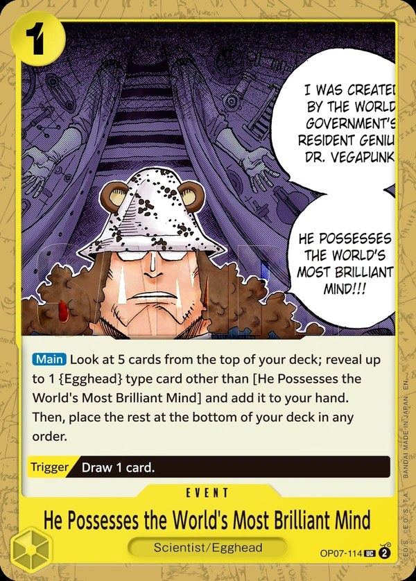He Possesses the World's Most Brilliant Mind (OP07-114_r1) Reprint One Piece card
