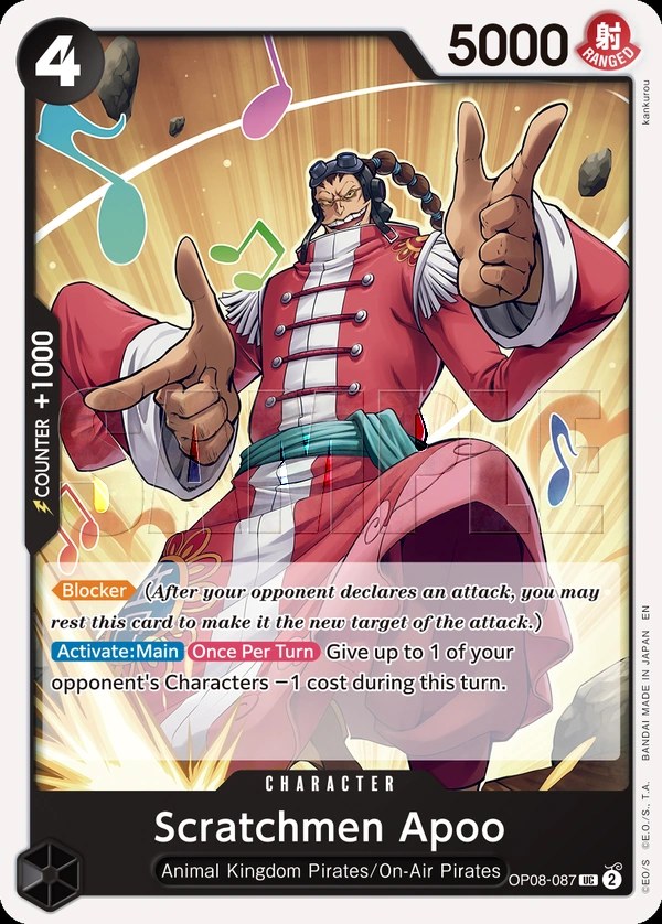 Scratchmen Apoo (OP08-087_r1) Reprint One Piece card