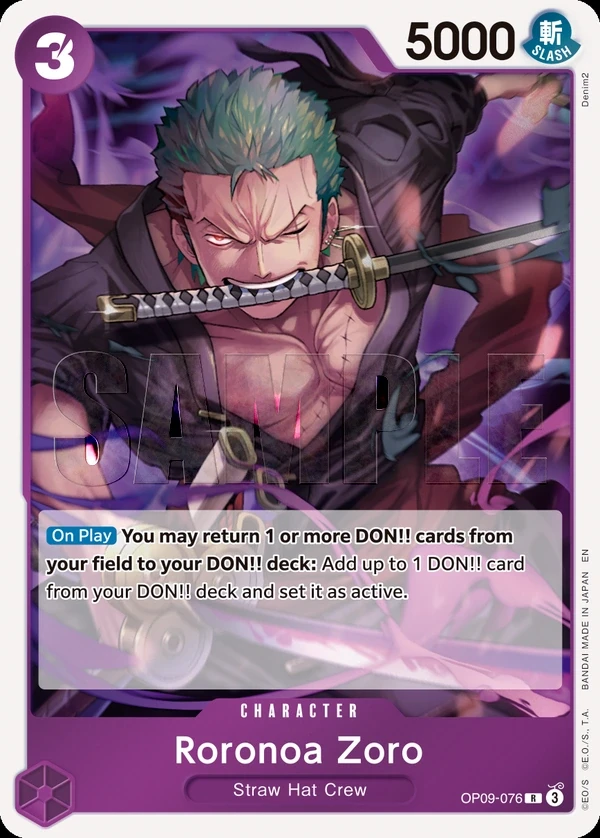 Roronoa Zoro (OP09-076_r2) Reprint One Piece card