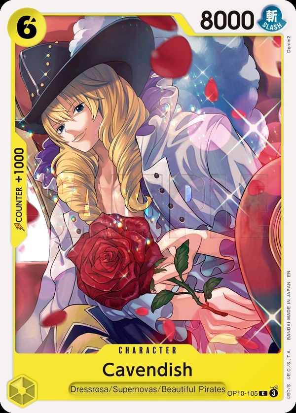 Cavendish (OP10-105_r1) Reprint One Piece card