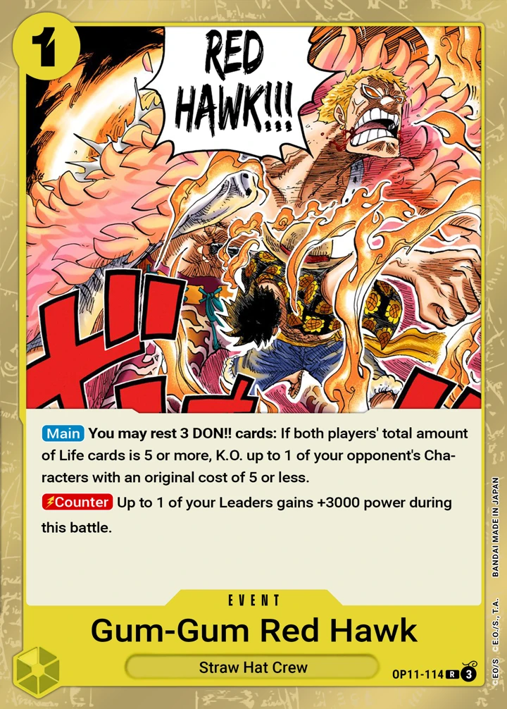 Gum-Gum Fire-Fist Pistol Red Hawk (OP11-114) One Piece card