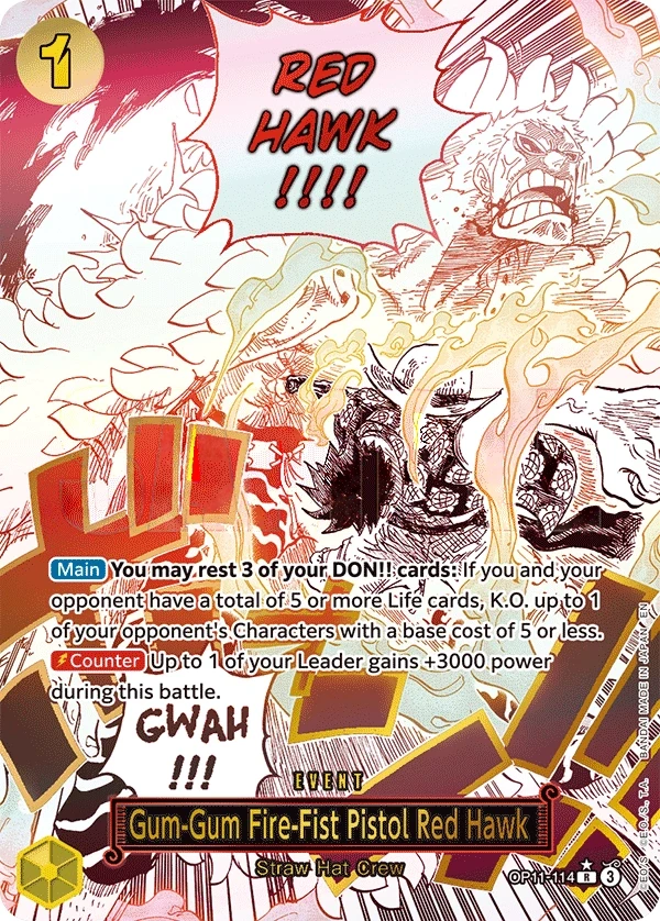 Gum-Gum Fire-Fist Pistol Red Hawk (OP11-114_p1) Alt Art One Piece card