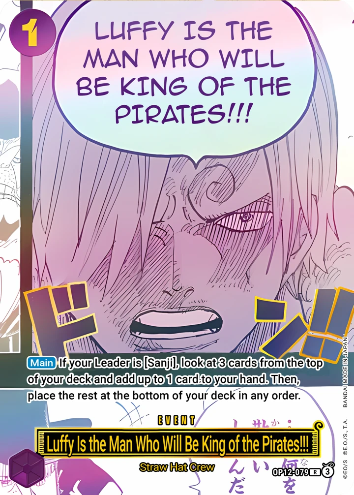 Luffy Is the Man Who Will Be King of the Pirates!!! (OP12-079_p1) Alt Art One Piece card