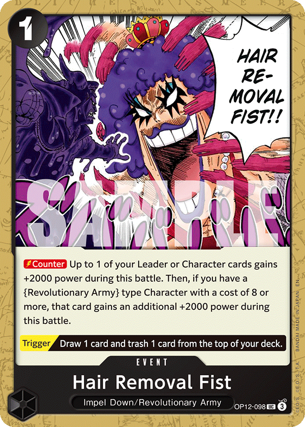 Hair Removal Fist (OP12-098_r1) Reprint One Piece card