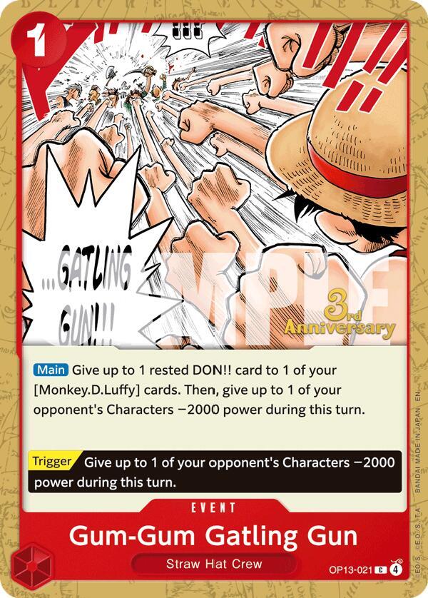 Gum-Gum Gatling Gun (OP13-021_r1) Reprint One Piece card