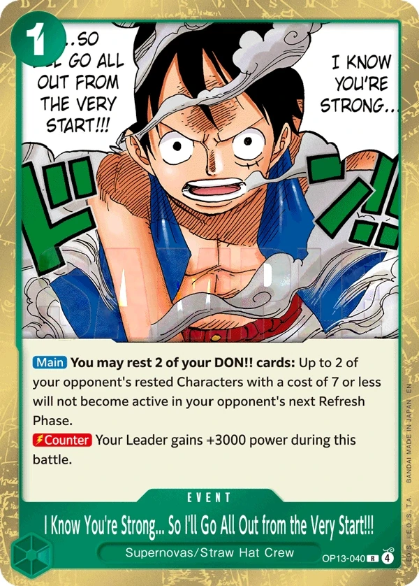 I Know You're Strong... So I'll Go All Out from the Very Start!!! (OP13-040) One Piece card