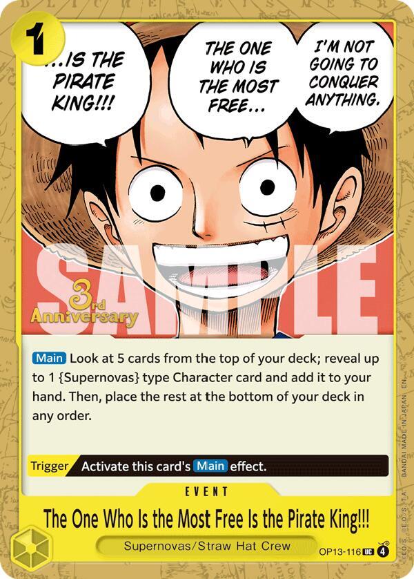 The One Who Is the Most Free Is the Pirate King!!! (OP13-116_r1) Reprint One Piece card