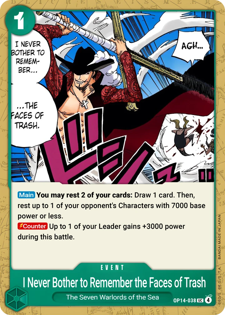I Never Bother to Remember the Faces of Trash (OP14-038) One Piece card