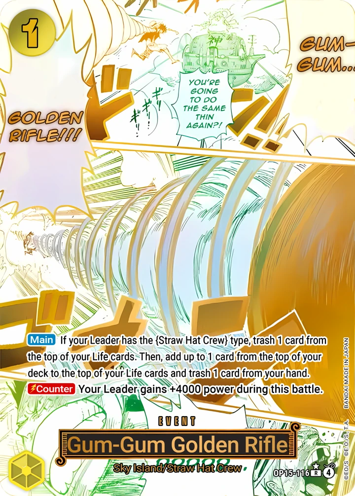 Gum-Gum Golden Rifle (OP15-116_p1) Alt Art One Piece card