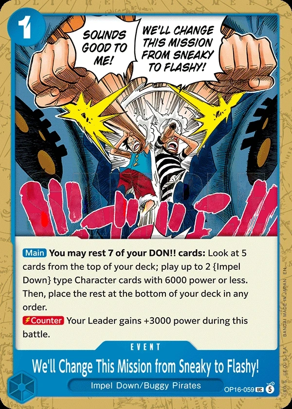 We'll Change This Mission from Sneaky to Flashy! (OP16-059) One Piece card