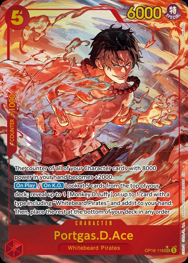 Portgas.D.Ace (OP16-118_p1) Alt Art One Piece card