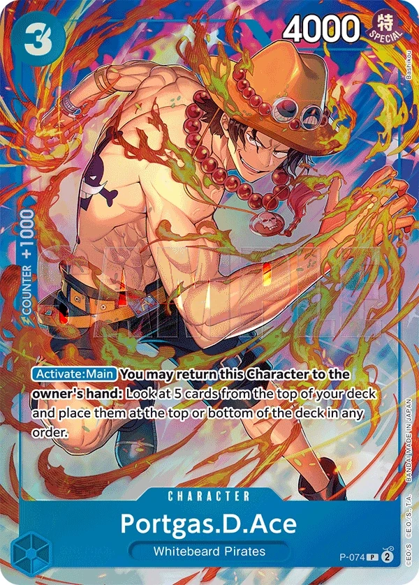 Portgas.D.Ace (P-074_p1) Alt Art One Piece card