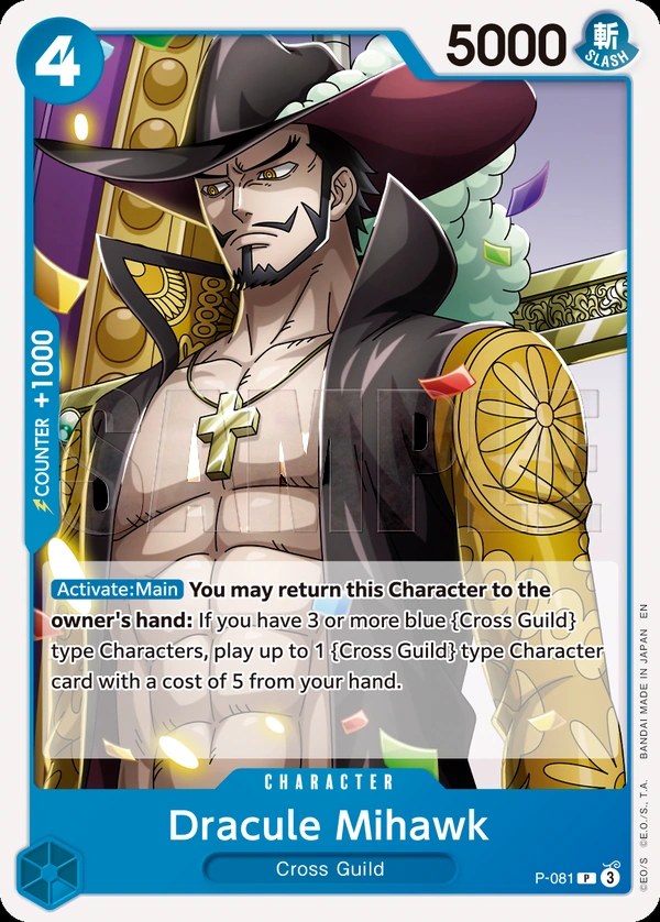 Dracule Mihawk (P-081_r1) Reprint One Piece card