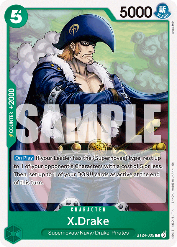 X.Drake (ST24-005_r1) Reprint One Piece card