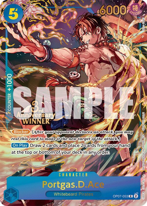 Portgas.D.Ace - OP07-053 (3rd Anniversary Winner) One Piece prize card