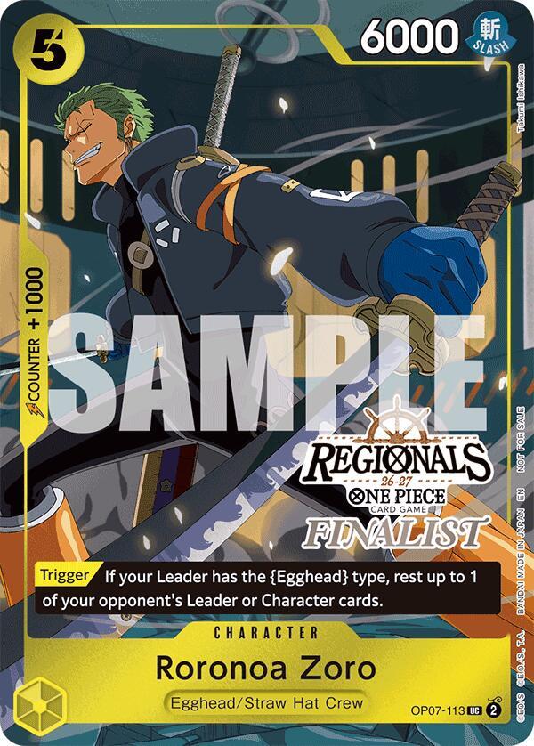 Roronoa Zoro (113) (Regionals Finalist Card Set 26-27) One Piece prize card
